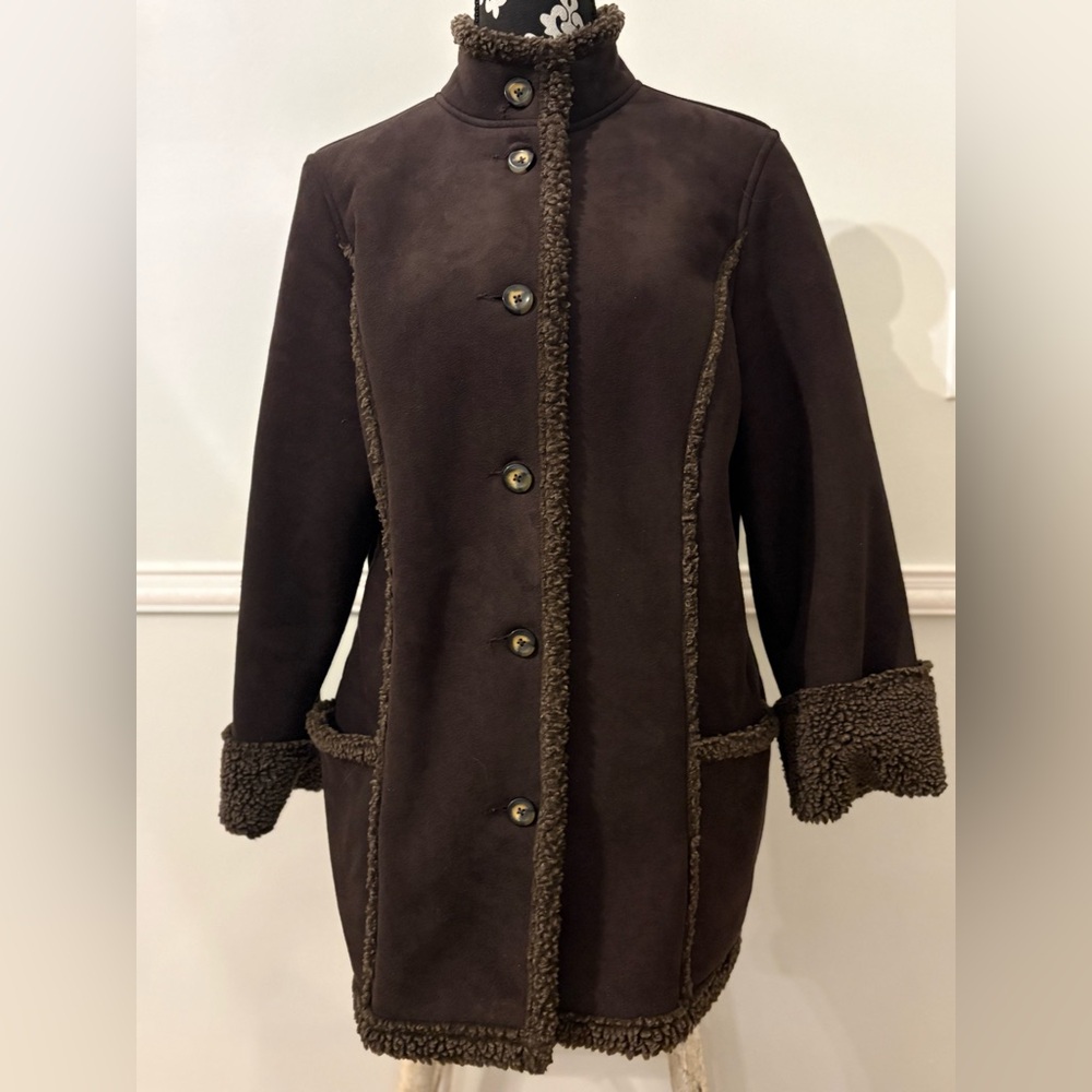 L.L. Bean Brown Teddy Shearling-Trim Jacket